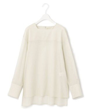 ICB 【洗える】テンセルコットンローン スクエアネックブラウス アッシュグレー系