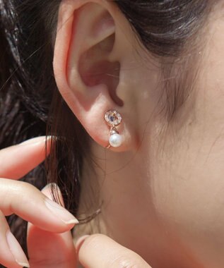 Tiaclasse 【金属アレルギー対応】　サークル＋パールイヤリング ピンクゴールド