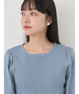 earth music&ecology 袖ポイントニットプルオーバー Blue