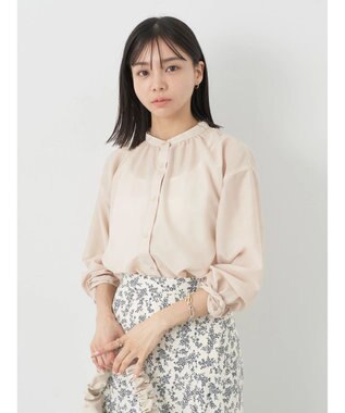 earth music&ecology シアーギャザーネックブラウス Beige