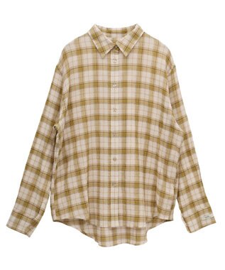 earth music&ecology アソートオーバーシャツ Check Yellow