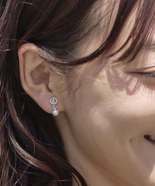 Tiaclasse 【金属アレルギー対応】　サークル＋パールイヤリング シルバー