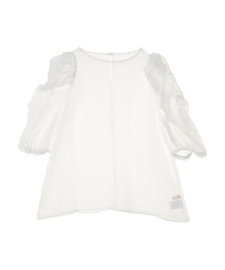 Green Parks ・ＡＮＤ　ＳＥＡＲＣＨ　シアーパワーショルダーブラウス Off White