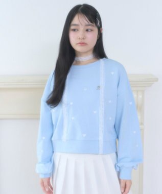 WEGO ハート総柄刺?スウェット サックス