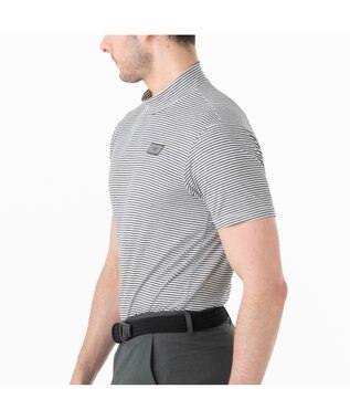 ZERO HALLIBURTON メランジ ボーダー モックネック シャツ ZHG-A4S5 82815 ゴルフウェア ネイビー杢