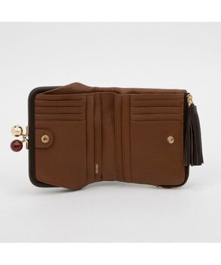 UNBILLION ペルケ perche / アクリル玉がま口2つ折り財布 ブラウンドット