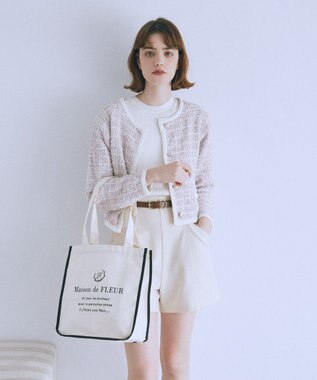Maison de FLEUR パイピングスクエアトートバッグ Ivory