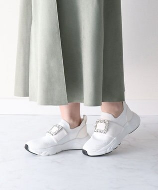 Bridget Birkin 【Bridget Birkin】ビジューバックルニットスニーカー ホワイト