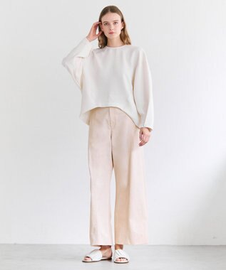 BEIGE， BROOM / スウェット風ライトフォルムプルオーバー Ecru