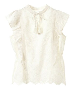 CRAFT STANDARD BOUTIQUE インド綿フリル使いシフリーブラウス White