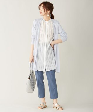 J.PRESS LADIES S 【シワになりにくい】コットンフィッティーシャーク テーパードパンツ ダルブルー系