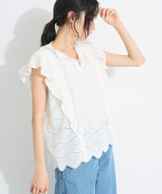 CRAFT STANDARD BOUTIQUE インド綿フリル使いシフリーブラウス White