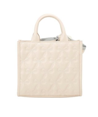 Maison de FLEUR スカーフ付きリボンキルティング2Wayスクエアトート Ivory