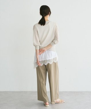 YECCA VECCA シアーニットVネックカーディガン Light Beige