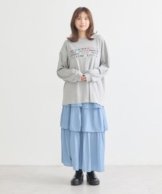earth music&ecology いいことワードロゴＴシャツ Gray Mixture