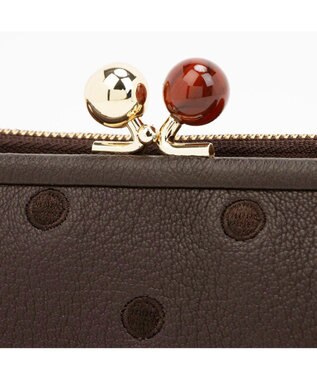 UNBILLION ペルケ perche / アクリル玉がま口2つ折り財布 ブラウンドット