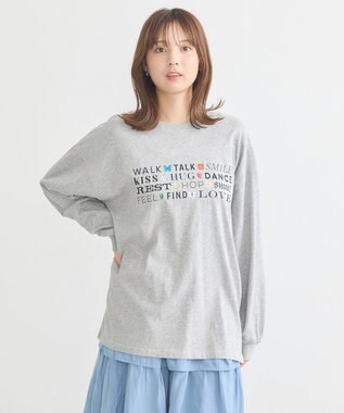 earth music&ecology いいことワードロゴＴシャツ Gray Mixture