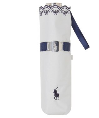 MOONBAT POLO RALPH LAUREN（ポロ ラルフローレン）晴雨兼用日傘 無地 刺繍 遮光率100% 遮熱 UV オフホワイト