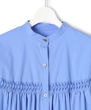 23区 【洗える】コンパクトライトクロス ピンタック ワンピース ブルー系