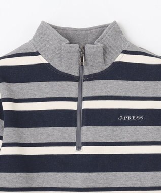 J.PRESS KIDS 【140-170cm】ハーフジップ ボーダー トレーナー グレー系1
