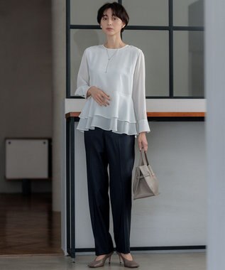 23区 【洗える】テプラマットシフォン ブラウス ホワイト系