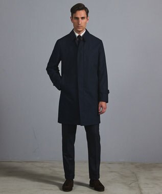 GOTAIRIKU 25年新作/3シーズン対応【防水/軽量/シワになりにくい】メランジカルゼ ステンカラーコート_無地 ネイビー系