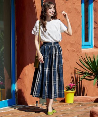 Tiaclasse 【洗える】メモリータフタチェックスカート ネイビー