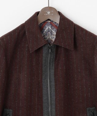 JOSEPH ABBOUD 【イタリア素材/軽量/ストレッチ】ワイドチョークストライプ  ブルゾン ダークブラウン系2