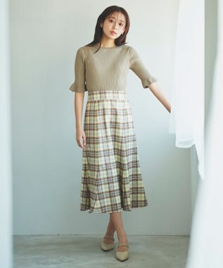 Feroux 【洗える】ニットコンビ ワンピース ベージュ系2