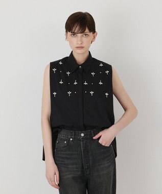 GRACE CONTINENTAL ビジューノースリーブシャツ