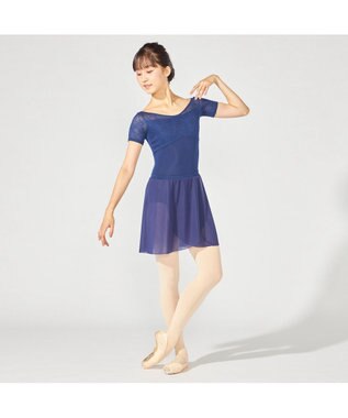 Chacott ハーフスリーブレオタード コバルトブルー