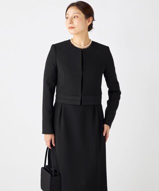 組曲 NOIR 【ストレッチ/オールシーズン対応】ペプラムミニグログラン ジャケット＋ワンピース ブラック系