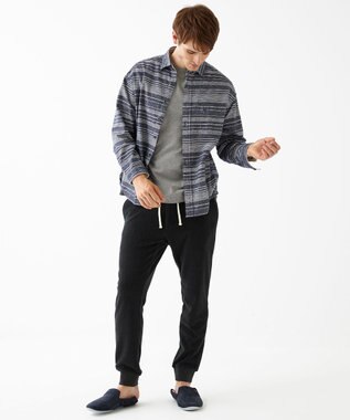 JOSEPH ABBOUD MOUNTAIN 【SPACE／UNISEX】OGスラブシャンブレーマルチボーダー シャツ サックスブルー系1