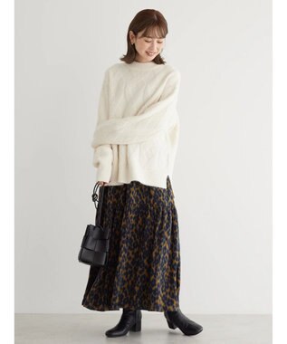 AMERICAN HOLIC Ｍｉｘヤーンモックネックケーブルニットプルオーバー Ivory