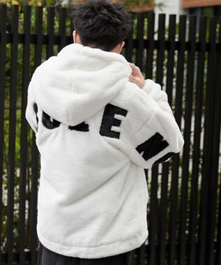 WEGO ファーフードグラフィックブルゾン ホワイト