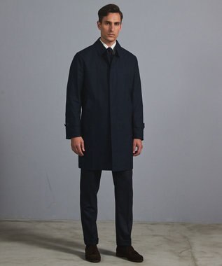 GOTAIRIKU 25年新作/3シーズン対応【防水/軽量/シワになりにくい】メランジカルゼ ステンカラーコート_無地 ネイビー系