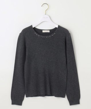 ANY SIS 【洗える】プチジュエル ニット チャコール