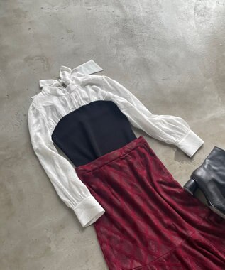 Feroux 【洗える】ビスチェドッキングニット プルオーバー ブラック系