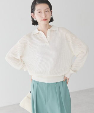 AMERICAN HOLIC メタルライクニットポロ Off White