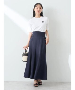 earth music&ecology パール付きマーメイドスカート Dark Navy