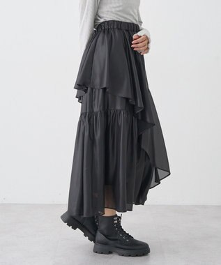 earth music&ecology シャイニーラッフルスカート Black