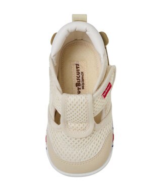 MIKI HOUSE HOT BISCUITS 【11.5-13.5cm】かかと顔 メッシュ ファーストベビーシューズ アイボリー