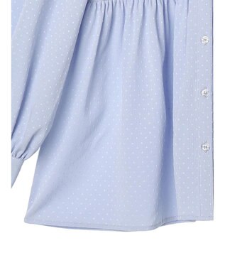 earth music&ecology リボン付き切り替えギャザーシャツチュニック Light Blue