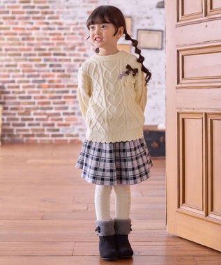 ANY KIDS リボン ケーブル ニット エクリュ