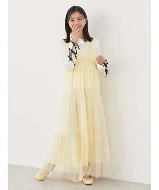 earth music&ecology ＳＥＴ２点ティアードペチドレス＋チュールワンピース Yellow