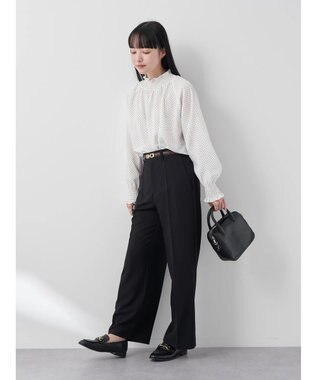 earth music&ecology シャーリングネックブラウス Dot