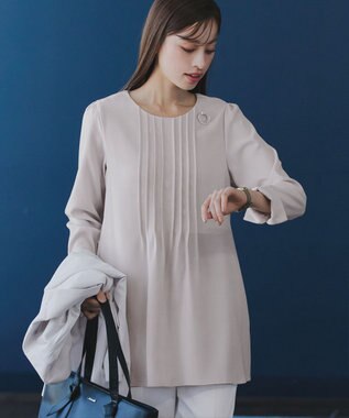 Tiaclasse 【洗える】ピンタックチュニックブラウス アイボリー