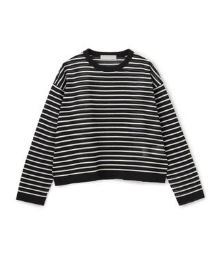 UNFILO シアーフォルムニット ボーダー ブラック×ベージュ