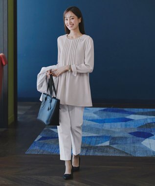 Tiaclasse 【洗える】ピンタックチュニックブラウス アイボリー