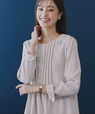 Tiaclasse 【洗える】ピンタックチュニックブラウス アイボリー